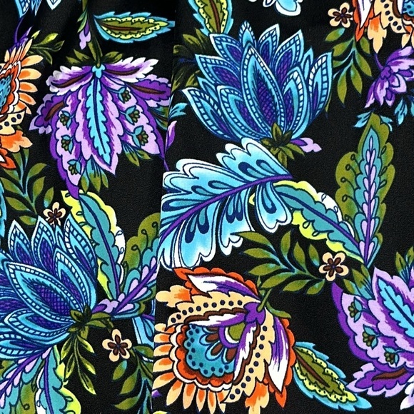 Swim Solutions Boho Paisley Multicolored V-Neck Ruffle one piece Swim Dress sz 8 - Picture 16 of 16